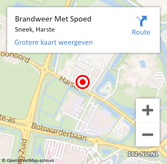 Locatie op kaart van de 112 melding: Brandweer Met Spoed Naar Sneek, Harste op 23 oktober 2024 09:18