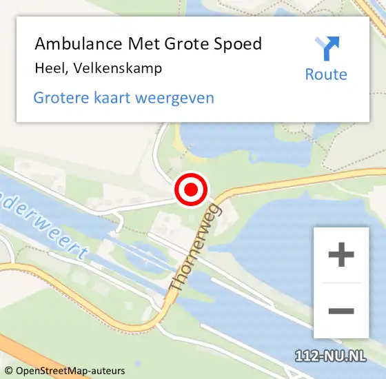 Locatie op kaart van de 112 melding: Ambulance Met Grote Spoed Naar Heel, Velkenskamp op 23 oktober 2024 09:22