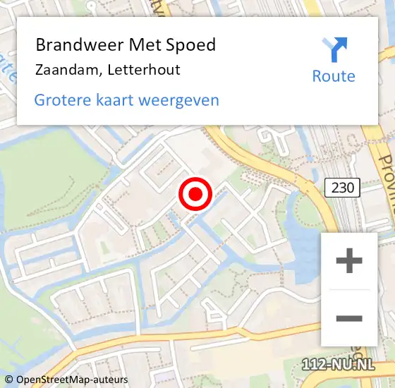 Locatie op kaart van de 112 melding: Brandweer Met Spoed Naar Zaandam, Letterhout op 23 oktober 2024 09:26