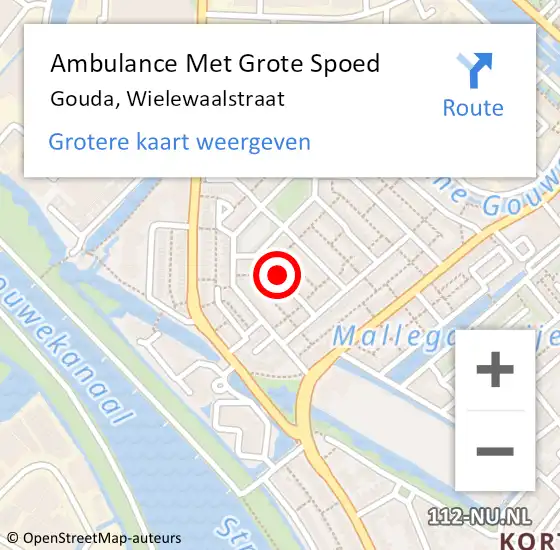 Locatie op kaart van de 112 melding: Ambulance Met Grote Spoed Naar Gouda, Wielewaalstraat op 23 oktober 2024 09:40