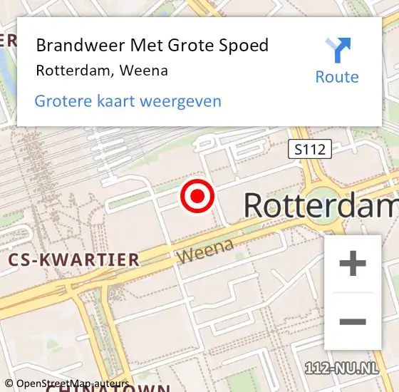 Locatie op kaart van de 112 melding: Brandweer Met Grote Spoed Naar Rotterdam, Weena op 23 oktober 2024 09:42