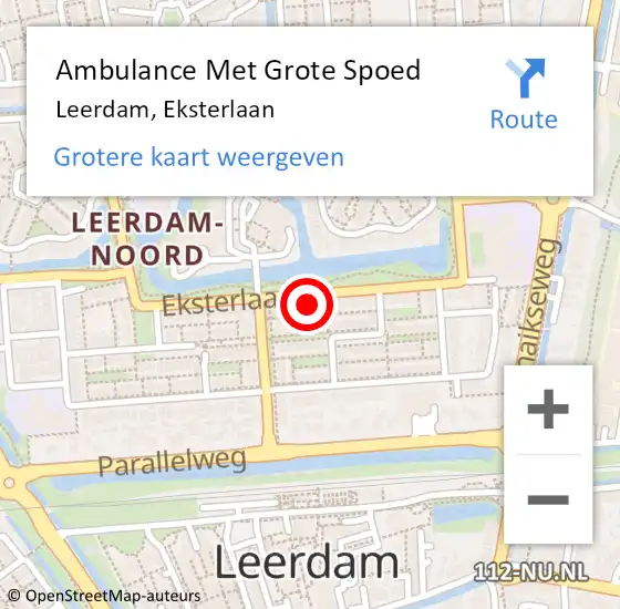 Locatie op kaart van de 112 melding: Ambulance Met Grote Spoed Naar Leerdam, Eksterlaan op 23 oktober 2024 09:52