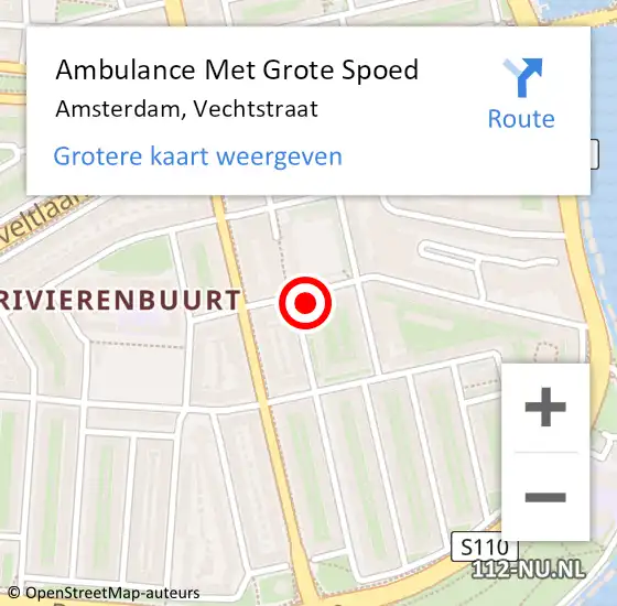 Locatie op kaart van de 112 melding: Ambulance Met Grote Spoed Naar Amsterdam, Vechtstraat op 24 oktober 2014 12:37