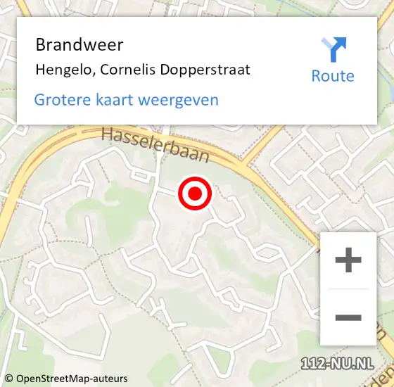 Locatie op kaart van de 112 melding: Brandweer Hengelo, Cornelis Dopperstraat op 23 oktober 2024 10:15