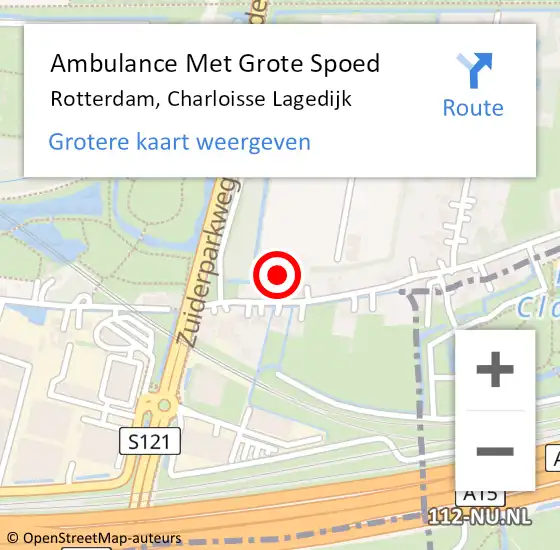 Locatie op kaart van de 112 melding: Ambulance Met Grote Spoed Naar Rotterdam, Charloisse Lagedijk op 23 oktober 2024 10:16