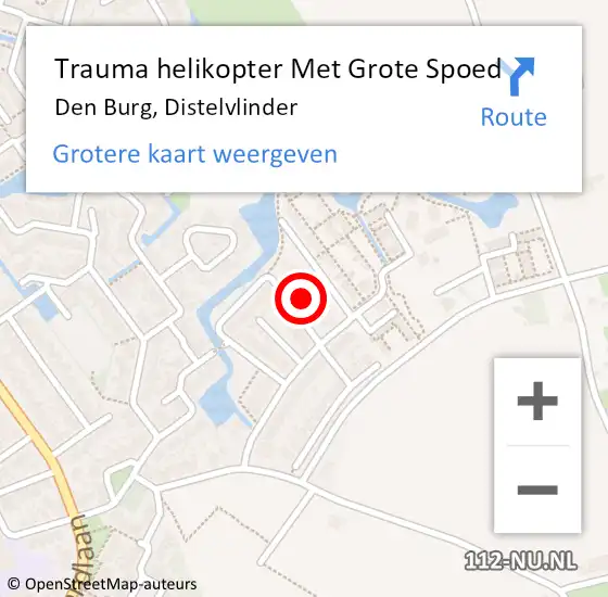 Locatie op kaart van de 112 melding: Trauma helikopter Met Grote Spoed Naar Den Burg, Distelvlinder op 23 oktober 2024 10:32