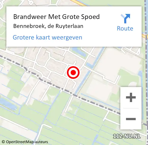 Locatie op kaart van de 112 melding: Brandweer Met Grote Spoed Naar Bennebroek, de Ruyterlaan op 23 oktober 2024 10:45