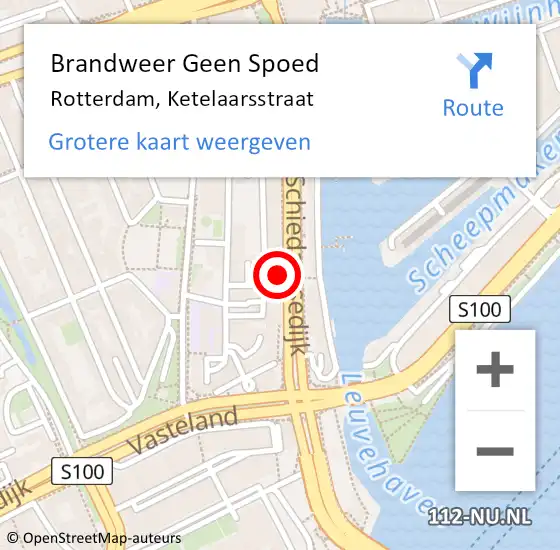 Locatie op kaart van de 112 melding: Brandweer Geen Spoed Naar Rotterdam, Ketelaarsstraat op 23 oktober 2024 10:49