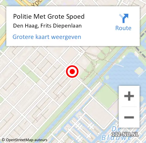 Locatie op kaart van de 112 melding: Politie Met Grote Spoed Naar Den Haag, Frits Diepenlaan op 23 oktober 2024 11:01