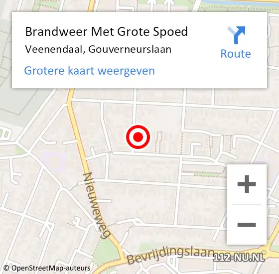 Locatie op kaart van de 112 melding: Brandweer Met Grote Spoed Naar Veenendaal, Gouverneurslaan op 23 oktober 2024 11:03