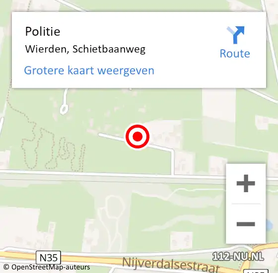 Locatie op kaart van de 112 melding: Politie Wierden, Schietbaanweg op 23 oktober 2024 11:13