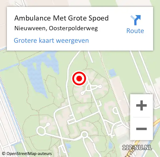 Locatie op kaart van de 112 melding: Ambulance Met Grote Spoed Naar Nieuwveen, Oosterpolderweg op 23 oktober 2024 11:19