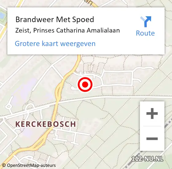 Locatie op kaart van de 112 melding: Brandweer Met Spoed Naar Zeist, Prinses Catharina Amalialaan op 23 oktober 2024 11:38