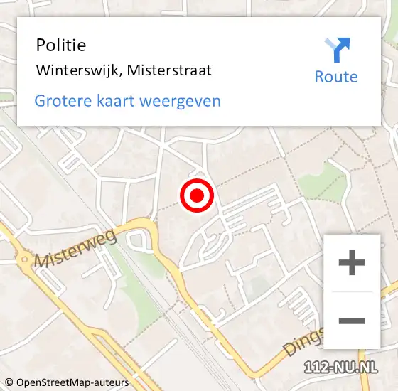 Locatie op kaart van de 112 melding: Politie Winterswijk, Misterstraat op 23 oktober 2024 11:41