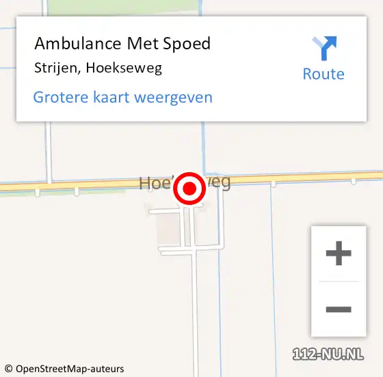 Locatie op kaart van de 112 melding: Ambulance Met Spoed Naar Strijen, Hoekseweg op 23 oktober 2024 11:52