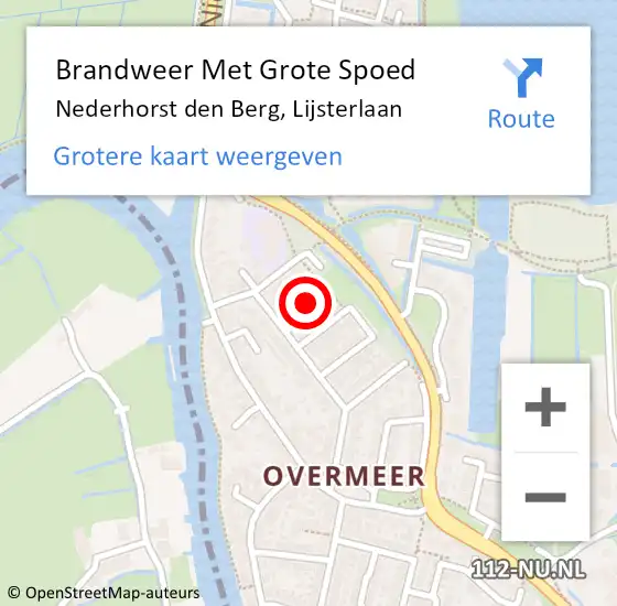 Locatie op kaart van de 112 melding: Brandweer Met Grote Spoed Naar Nederhorst den Berg, Lijsterlaan op 23 oktober 2024 11:54