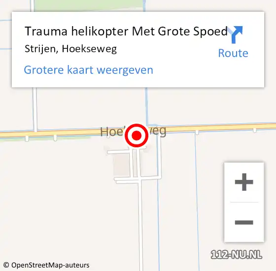 Locatie op kaart van de 112 melding: Trauma helikopter Met Grote Spoed Naar Strijen, Hoekseweg op 23 oktober 2024 11:57