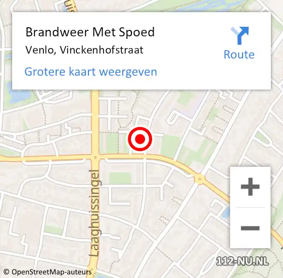 Locatie op kaart van de 112 melding: Brandweer Met Spoed Naar Venlo, Vinckenhofstraat op 23 oktober 2024 12:13