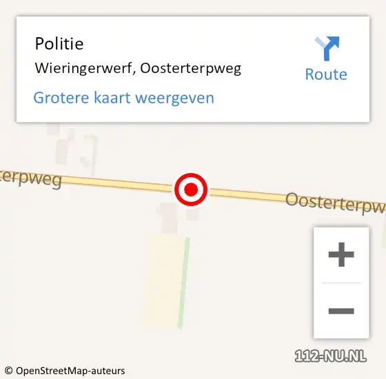 Locatie op kaart van de 112 melding: Politie Wieringerwerf, Oosterterpweg op 24 oktober 2014 12:52