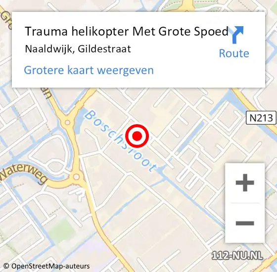 Locatie op kaart van de 112 melding: Trauma helikopter Met Grote Spoed Naar Naaldwijk, Gildestraat op 23 oktober 2024 12:35