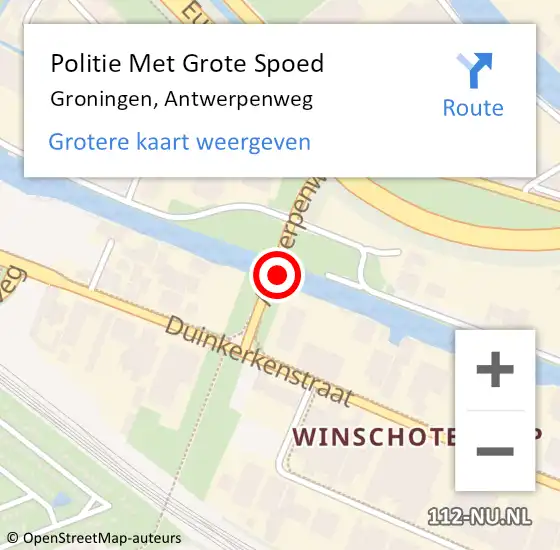 Locatie op kaart van de 112 melding: Politie Met Grote Spoed Naar Groningen, Antwerpenweg op 23 oktober 2024 12:45