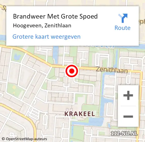 Locatie op kaart van de 112 melding: Brandweer Met Grote Spoed Naar Hoogeveen, Zenithlaan op 23 oktober 2024 12:47