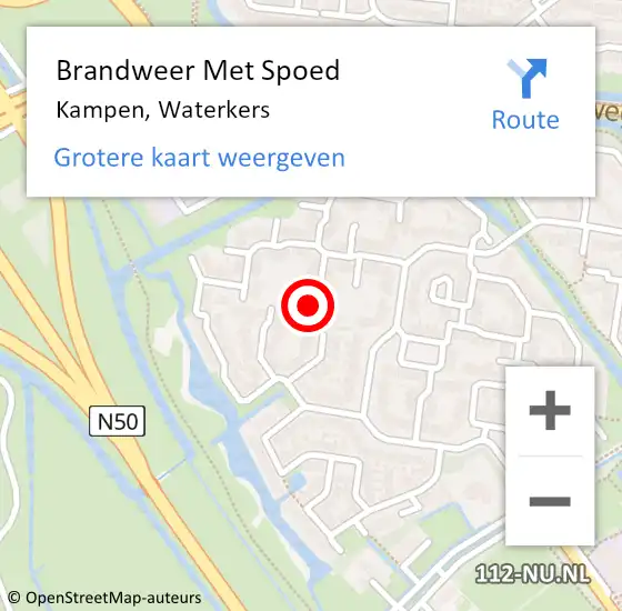 Locatie op kaart van de 112 melding: Brandweer Met Spoed Naar Kampen, Waterkers op 23 oktober 2024 12:52