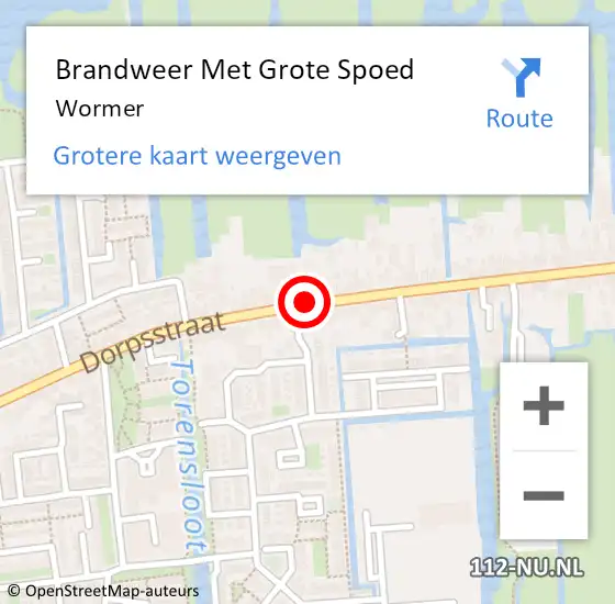 Locatie op kaart van de 112 melding: Brandweer Met Grote Spoed Naar Wormer op 23 oktober 2024 12:55