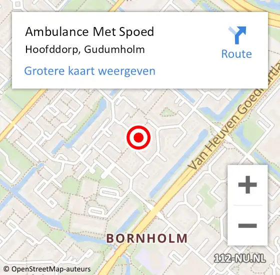 Locatie op kaart van de 112 melding: Ambulance Met Spoed Naar Hoofddorp, Gudumholm op 23 oktober 2024 13:20