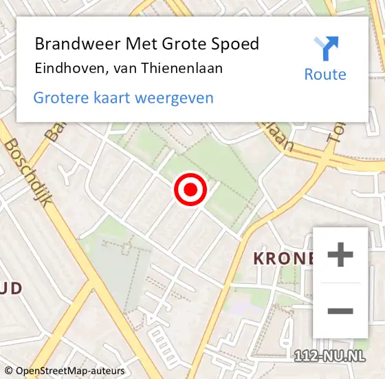 Locatie op kaart van de 112 melding: Brandweer Met Grote Spoed Naar Eindhoven, van Thienenlaan op 23 oktober 2024 13:22