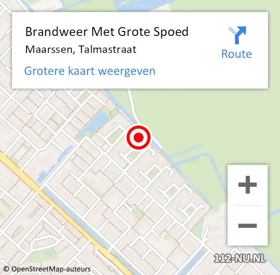 Locatie op kaart van de 112 melding: Brandweer Met Grote Spoed Naar Maarssen, Talmastraat op 23 oktober 2024 13:35