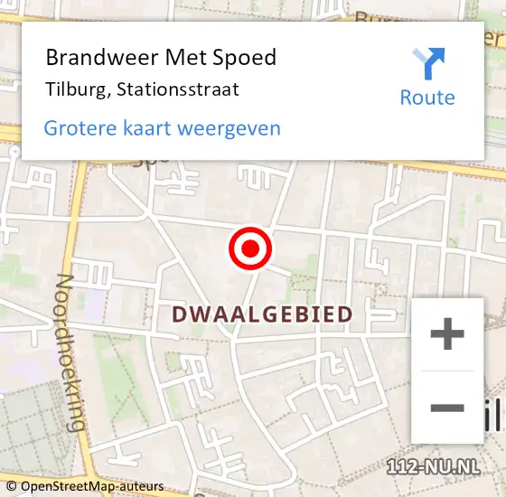 Locatie op kaart van de 112 melding: Brandweer Met Spoed Naar Tilburg, Stationsstraat op 23 oktober 2024 13:51