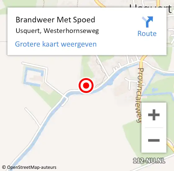 Locatie op kaart van de 112 melding: Brandweer Met Spoed Naar Usquert, Westerhornseweg op 23 oktober 2024 14:00