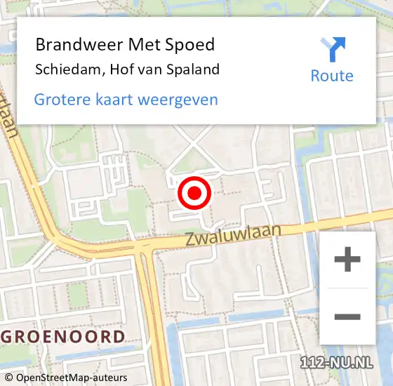 Locatie op kaart van de 112 melding: Brandweer Met Spoed Naar Schiedam, Hof van Spaland op 23 oktober 2024 14:06