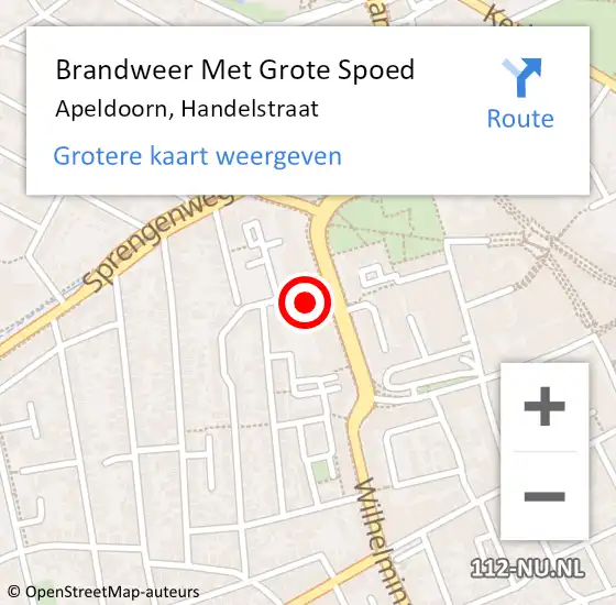 Locatie op kaart van de 112 melding: Brandweer Met Grote Spoed Naar Apeldoorn, Handelstraat op 23 oktober 2024 14:17