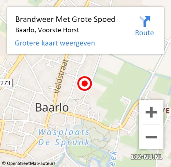 Locatie op kaart van de 112 melding: Brandweer Met Grote Spoed Naar Baarlo, Voorste Horst op 23 oktober 2024 14:18