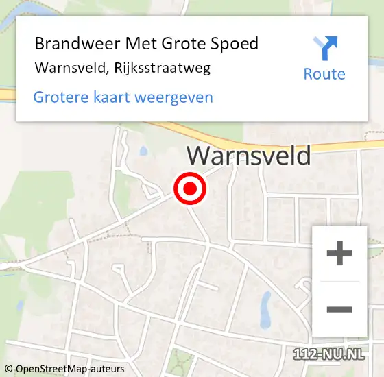 Locatie op kaart van de 112 melding: Brandweer Met Grote Spoed Naar Warnsveld, Rijksstraatweg op 23 oktober 2024 14:21