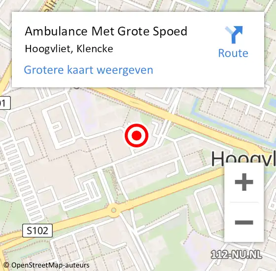 Locatie op kaart van de 112 melding: Ambulance Met Grote Spoed Naar Hoogvliet, Klencke op 23 oktober 2024 14:42