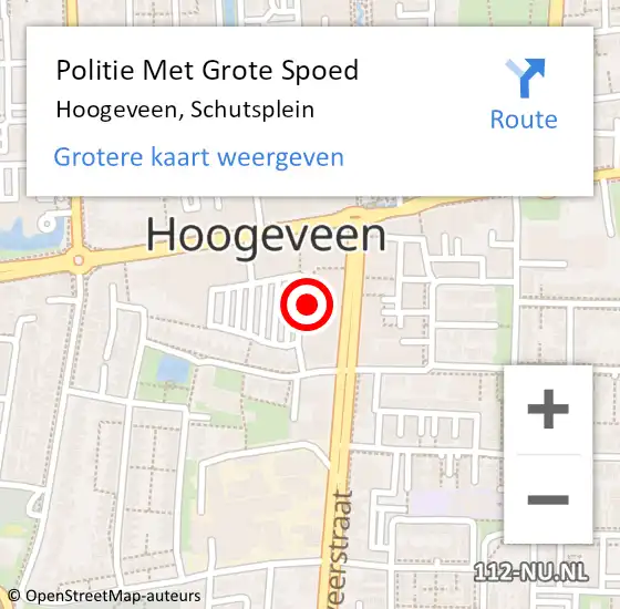 Locatie op kaart van de 112 melding: Politie Met Grote Spoed Naar Hoogeveen, Schutsplein op 23 oktober 2024 14:53