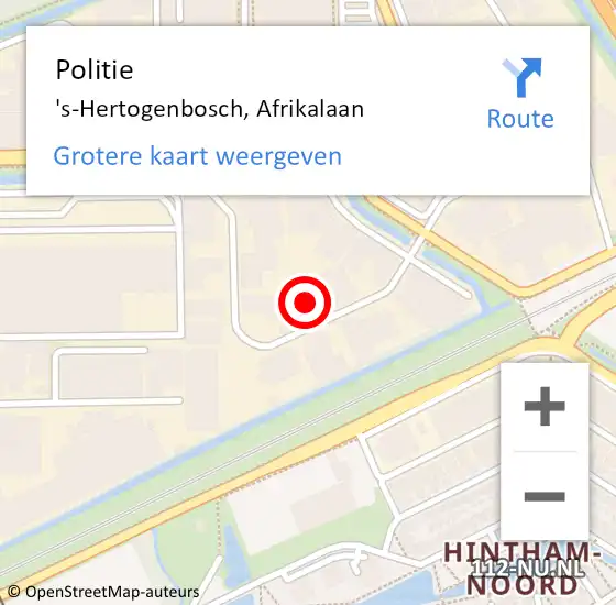 Locatie op kaart van de 112 melding: Politie 's-Hertogenbosch, Afrikalaan op 23 oktober 2024 15:13