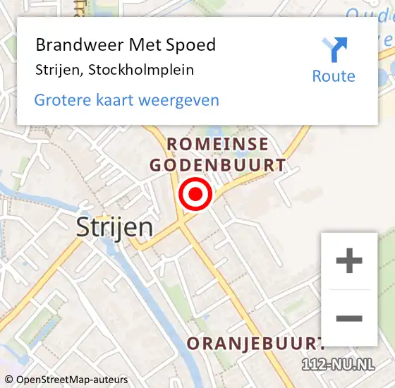 Locatie op kaart van de 112 melding: Brandweer Met Spoed Naar Strijen, Stockholmplein op 23 oktober 2024 15:14