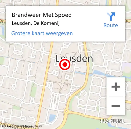 Locatie op kaart van de 112 melding: Brandweer Met Spoed Naar Leusden, De Komenij op 23 oktober 2024 15:15