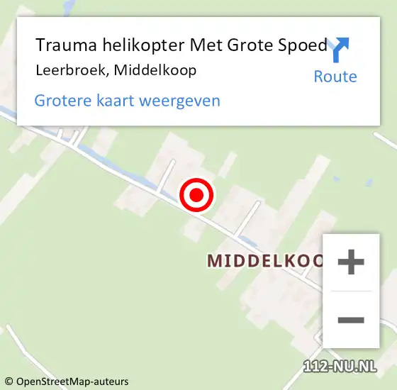 Locatie op kaart van de 112 melding: Trauma helikopter Met Grote Spoed Naar Leerbroek, Middelkoop op 23 oktober 2024 15:19