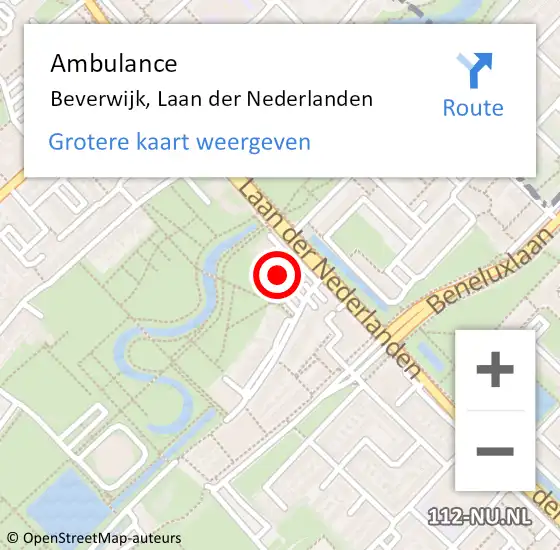 Locatie op kaart van de 112 melding: Ambulance Beverwijk, Laan der Nederlanden op 23 oktober 2024 15:20