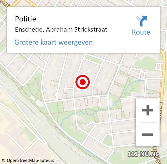 Locatie op kaart van de 112 melding: Politie Enschede, Abraham Strickstraat op 23 oktober 2024 15:20