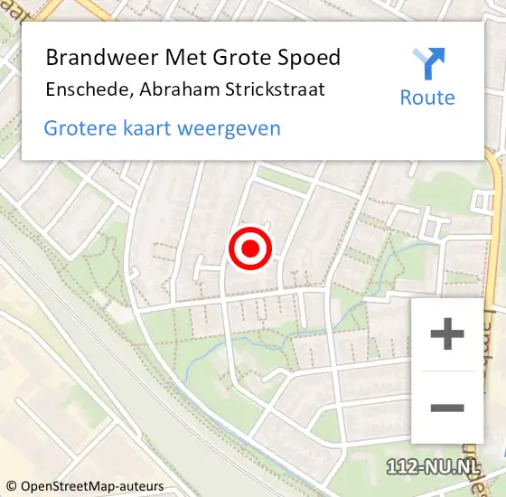 Locatie op kaart van de 112 melding: Brandweer Met Grote Spoed Naar Enschede, Abraham Strickstraat op 23 oktober 2024 15:21