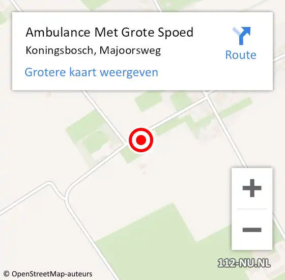 Locatie op kaart van de 112 melding: Ambulance Met Grote Spoed Naar Koningsbosch, Majoorsweg op 23 oktober 2024 15:26