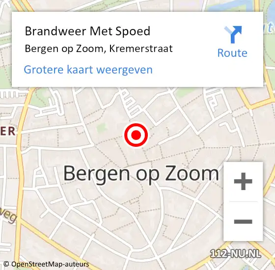 Locatie op kaart van de 112 melding: Brandweer Met Spoed Naar Bergen op Zoom, Kremerstraat op 23 oktober 2024 15:36