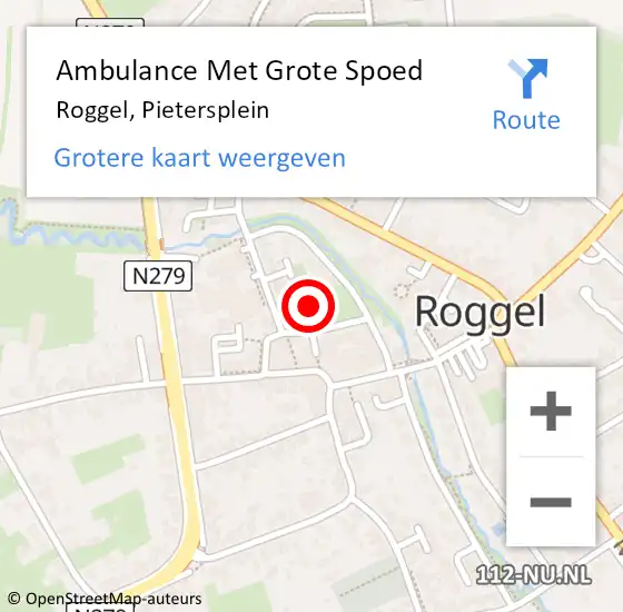 Locatie op kaart van de 112 melding: Ambulance Met Grote Spoed Naar Roggel, Pietersplein op 23 oktober 2024 15:39