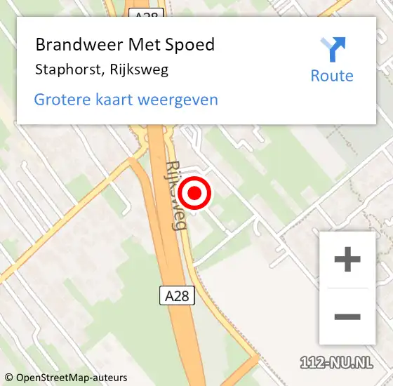 Locatie op kaart van de 112 melding: Brandweer Met Spoed Naar Staphorst, Rijksweg op 23 oktober 2024 16:02